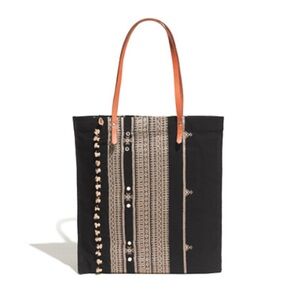 Madewell Embroidered Black and Tan Tote Bag
